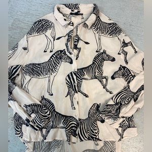 Jane and Delancey Zebra Print Shirt Women's Large